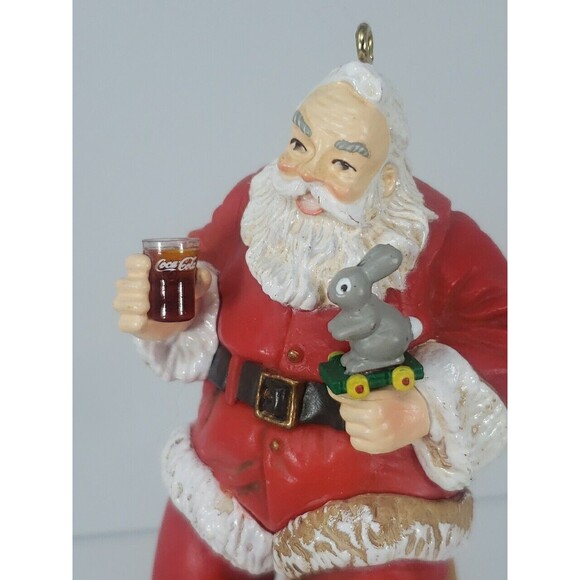 Coca-Cola Trim A Tree Collection 1947 Santa on Stool Ornament 1990 Vintage Coke - Picture 15 of 16